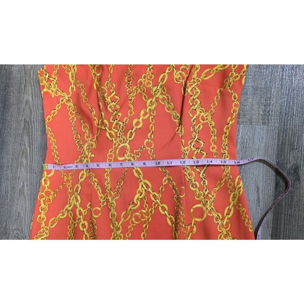 RN Studio Ronni Nicole Sleeveless Fitted Orange Chain Design Women's Dress Sz 10 - Picture 11 of 11